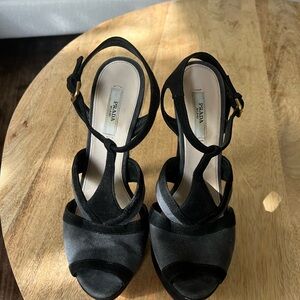 Prada Black Strappy Heels